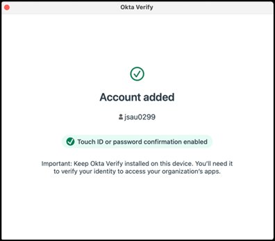 Okta Verify Account Added confirmation